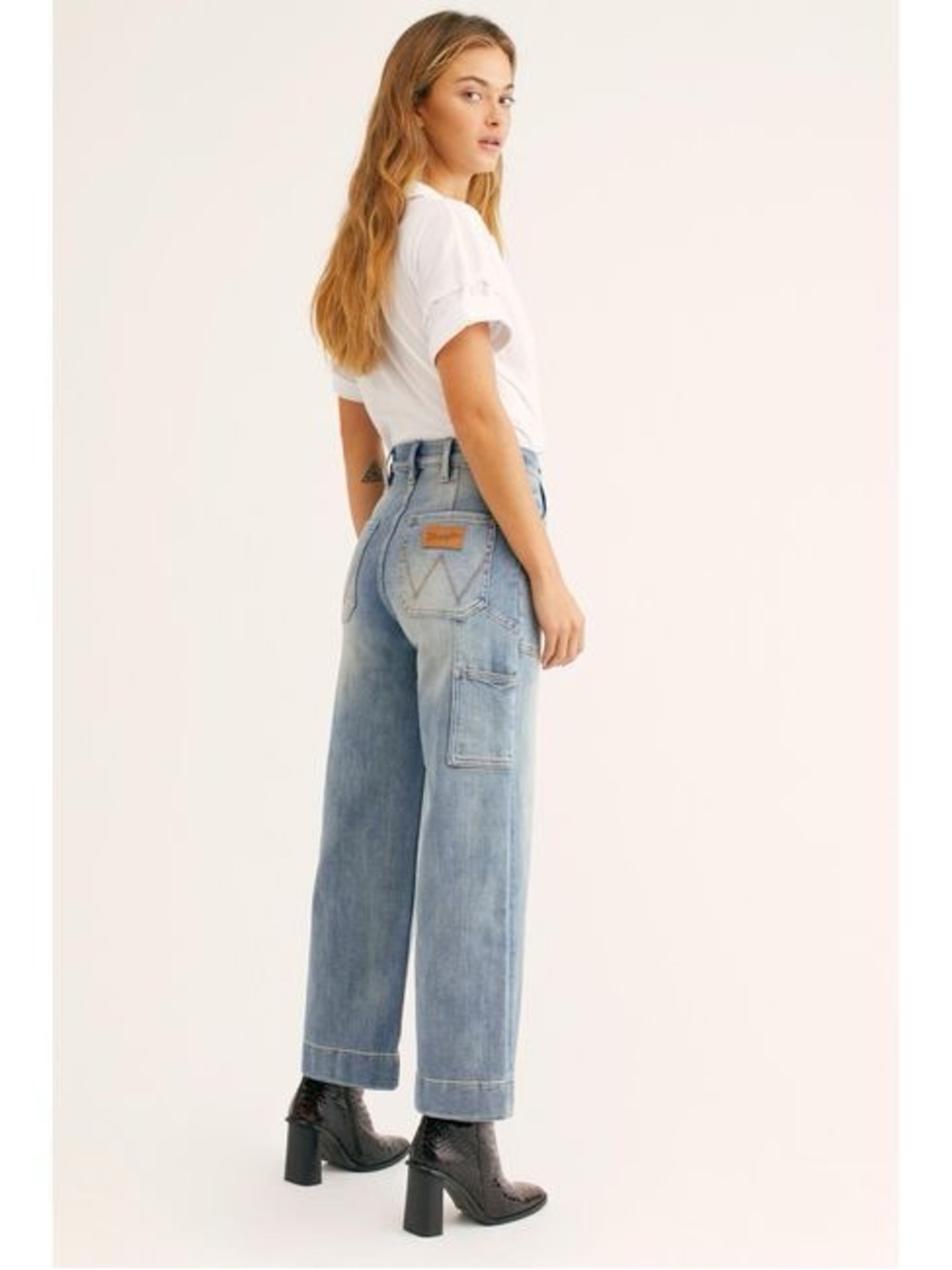 Free People/Wrangler Wide Leg Crop Utility Jeans
